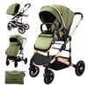 Carucior 2 in 1, L-Sun, Francesca Cadru aluminiu, Ultrapliabil, Cu Parte Sport  si salteluta moale, Reversibil, Huse pentru picioare, Geanta parinti, Pana la 22 kg, OLIVE