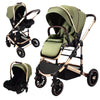 Carucior 3 in 1, L-Sun, Francesca Cadru aluminiu, Ultrapliabil, Cu Parte Sport  si salteluta moale, Scoica auto , Reversibil, Huse pentru picioare, Geanta parinti, Pana la 22 kg, OLIVE