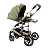 Carucior 2 in 1, L-Sun, Francesca Cadru aluminiu, Ultrapliabil, Cu Parte Sport  si salteluta moale, Reversibil, Huse pentru picioare, Geanta parinti, Pana la 22 kg, OLIVE