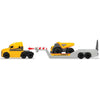 Camion Dickie Toys Mack Volvo Micro Builder cu remorca, buldozer si camion basculant