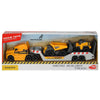 Camion Dickie Toys Mack Volvo Micro Builder cu remorca, buldozer si camion basculant