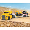 Camion Dickie Toys Mack Volvo Micro Builder cu remorca, buldozer si camion basculant