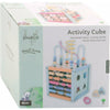 Cub de activitati, Joueco, The Wildies Family, Din lemn certificat FSC, Cu abac pentru numarare, Cu margele, 18 luni+, Multicolor