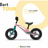 Bicicleta fara pedale, Lionelo, Bart Tour, Usoara, Cu cadru din magneziu, Cu ghidon si sa reglabile, Greutate 3.8 Kg, 12 inch, Conform cu standardul european de securitate EN71, Pink Bubblegum