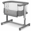 Patut co-sleeper, Lionelo, Aurora, 3 in 1, Cu leganare si setare unghiulara, Include saltea cu densitate T25 si geanta transport, Reglabil in 5 pozitii pe inaltime, Pana la 9 kg, 0 luni+, 85x60x66 cm, Conform cu EN 1130:2019+AC:2020, EN 16890:2, Gri