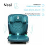 Scaun auto, Lionelo, Neal Turquoise, Spatar reglabil, Baza i-size, 15-36 Kg, cu Isofix, Conform cu standardul european de securitate ECE R129, Verde