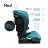 Scaun auto, Lionelo, Neal Turquoise, Spatar reglabil, Baza i-size, 15-36 Kg, cu Isofix, Conform cu standardul european de securitate ECE R129, Verde