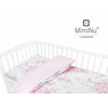 Lenjerie patut cu 4 piese, MimiNu, Pentru patut 120x60 cm, Cu doua protectii laterale, Din bumbac certificat Oeko Tex Standard 100, Peonie Pink