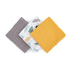 Set 3 scutece, Petite&Mars, Moussy Ochre Leaves, Din muselina de bambus, Hipoalergenice, 68 x 68 cm, Certificate Oeko Tex Standard 100, Multicolor