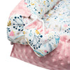 Set 3 piese, New Baby, Luxury, Baby Nest cu doua fete, Cu paturica si pernuta in forma de inima, Minky Cranberries