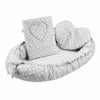 Set 3 piese, New Baby, Luxury, Baby Nest cu doua fete, Cu paturica si pernuta in forma de inima, Minky Heart Grey