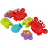 Set 7 animalute de baie, Playgro, Fara gauri, Cu gentuta pentru transport, Fara BPA, Floating Sea Friends, New Blue