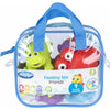 Set 7 animalute de baie, Playgro, Fara gauri, Cu gentuta pentru transport, Fara BPA, Floating Sea Friends, New Blue