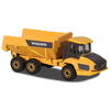 Set Majorette Volvo camion cu remorca, camion basculant, buldozer si excavator