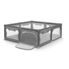 Tarc de joaca copii, Lionelo, Willow XL,180 x 200 cm, Pliere compacta, Include geanta de transport, Din plasa, Cu doua intrari laterale si fermoar, Cu ventuze pentru stabilitate, Conform cu EN 12227:2010, Gri