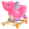 Balansoar sub forma de animal de plus, cu roti ,  muzica distractiva, elefant roz