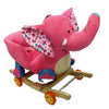 Balansoar sub forma de animal de plus, cu roti ,  muzica distractiva, elefant roz